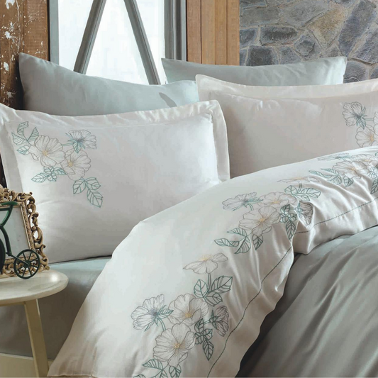 Bed designed with maldive-white color, Turkish cotton bedding set